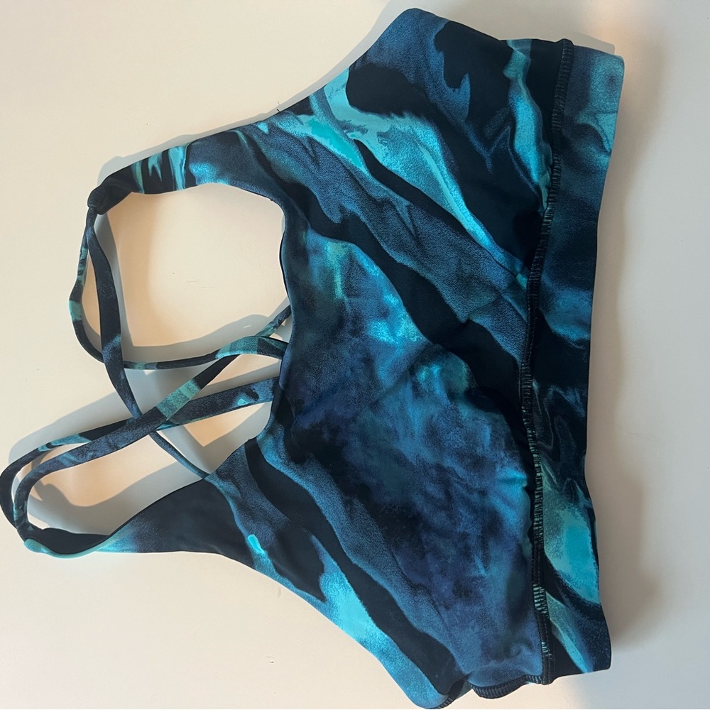 Blue and Black Women's Swim Top
